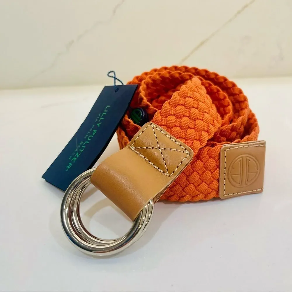 NWT Lilly Pulitzer Vibrant Orange Belt with Leather Accents